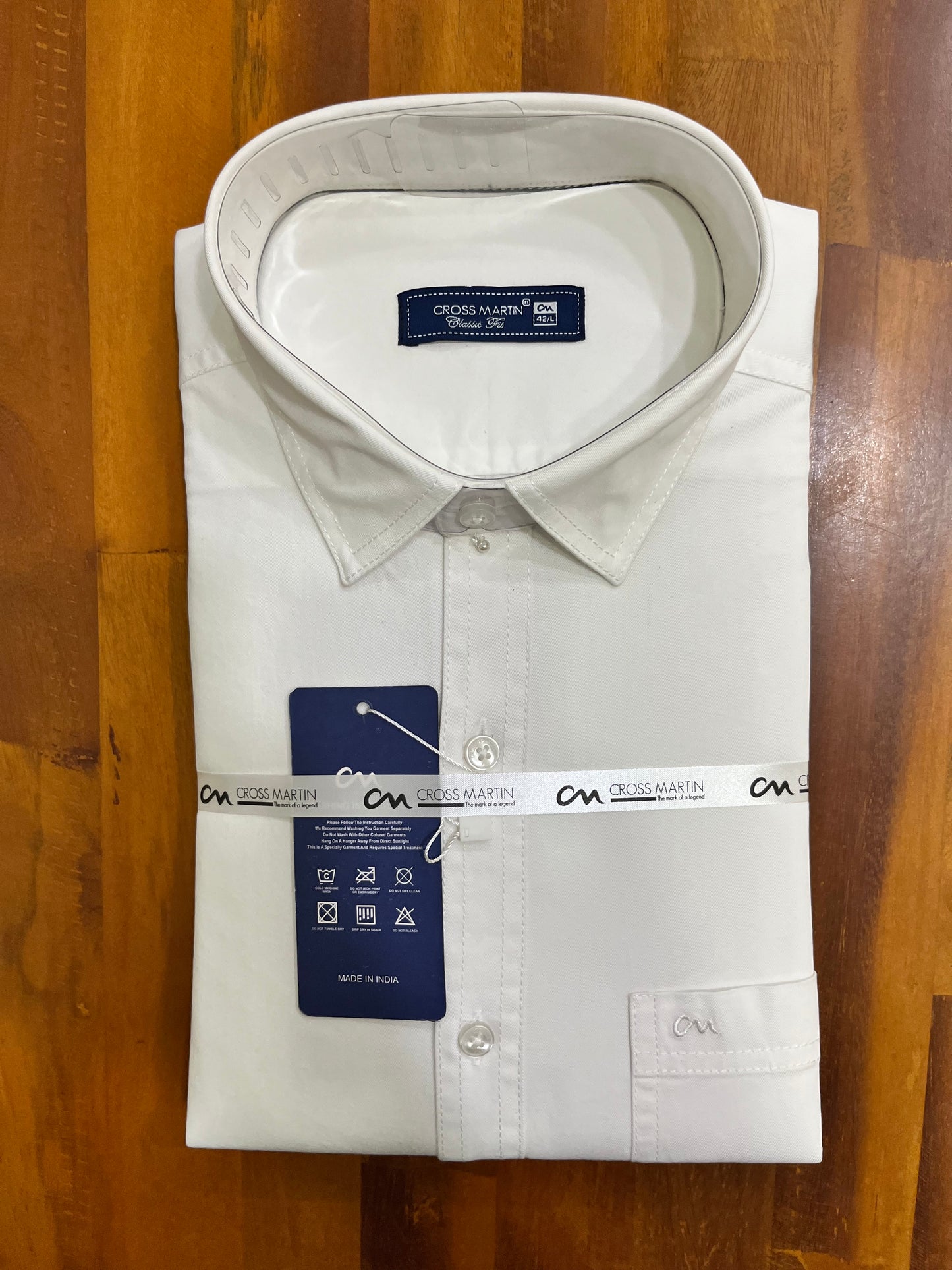 Pure Cotton Pure White Solid Shirt (42 FS)