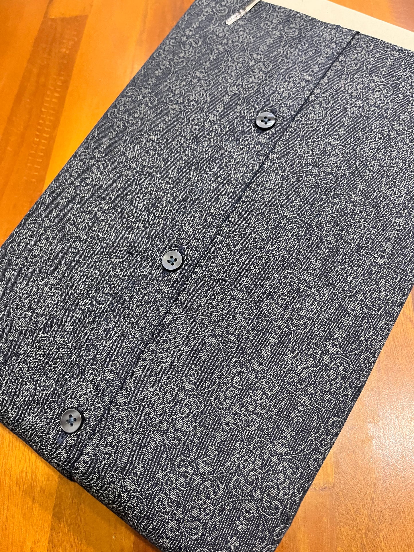 Pure Cotton Dark Grey Printed Shirt (42 FS)