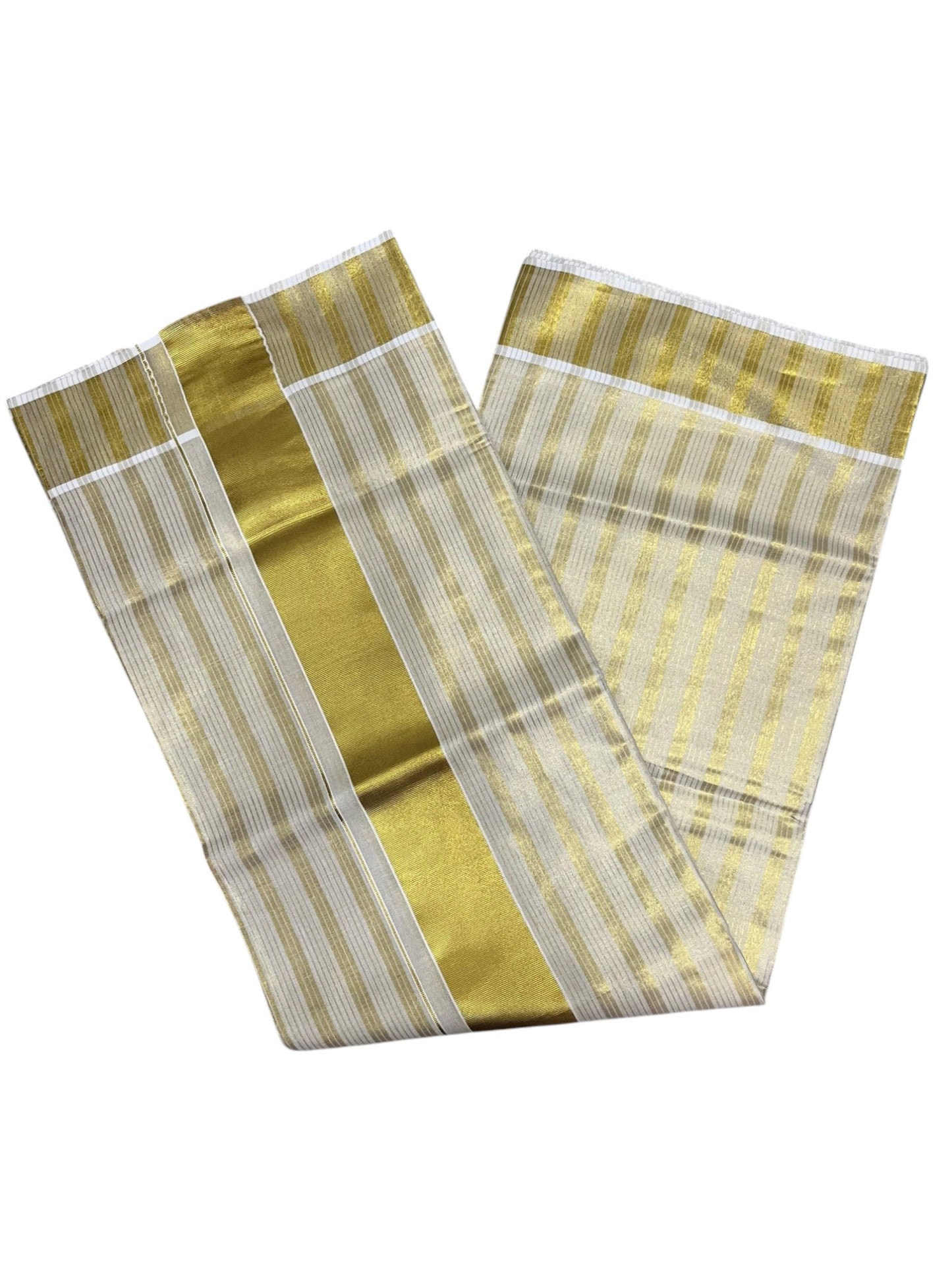 Southloom Kerala Tissue Kasavu Saree with Lines on Body