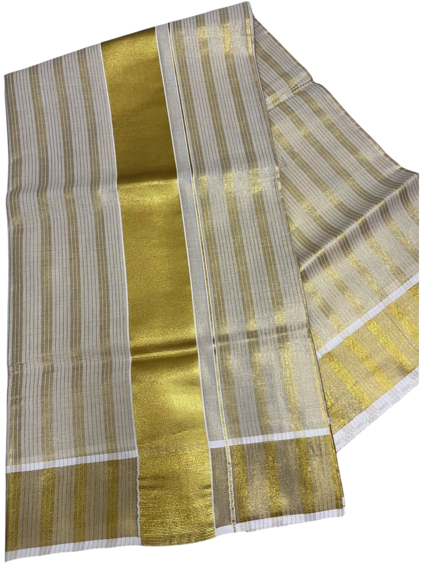 Southloom Kerala Tissue Kasavu Saree with Lines on Body