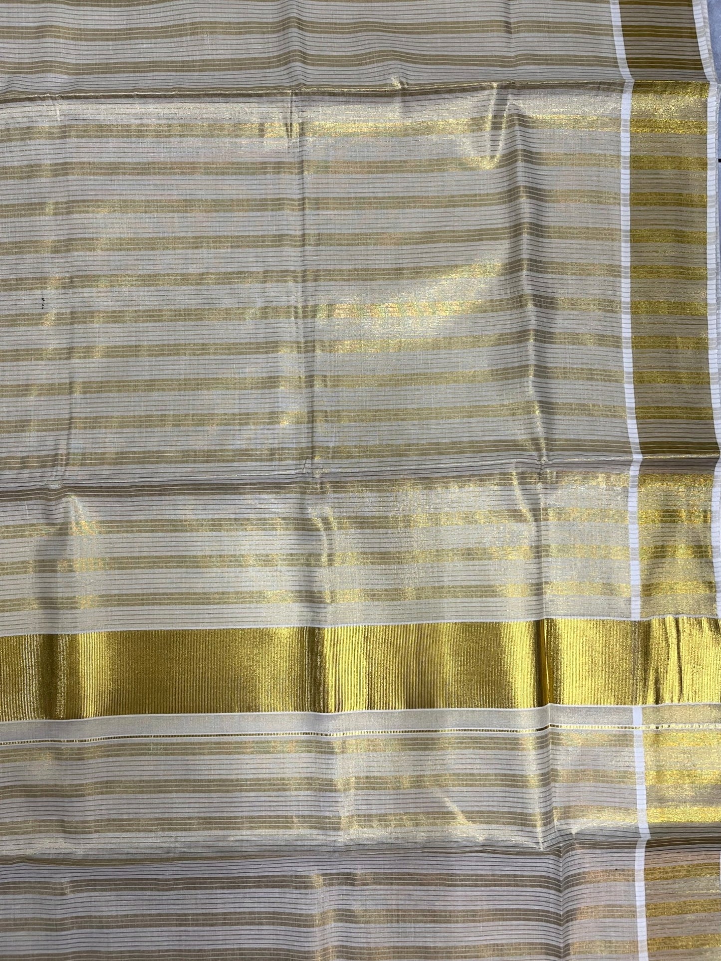 Southloom Kerala Tissue Kasavu Saree with Lines on Body