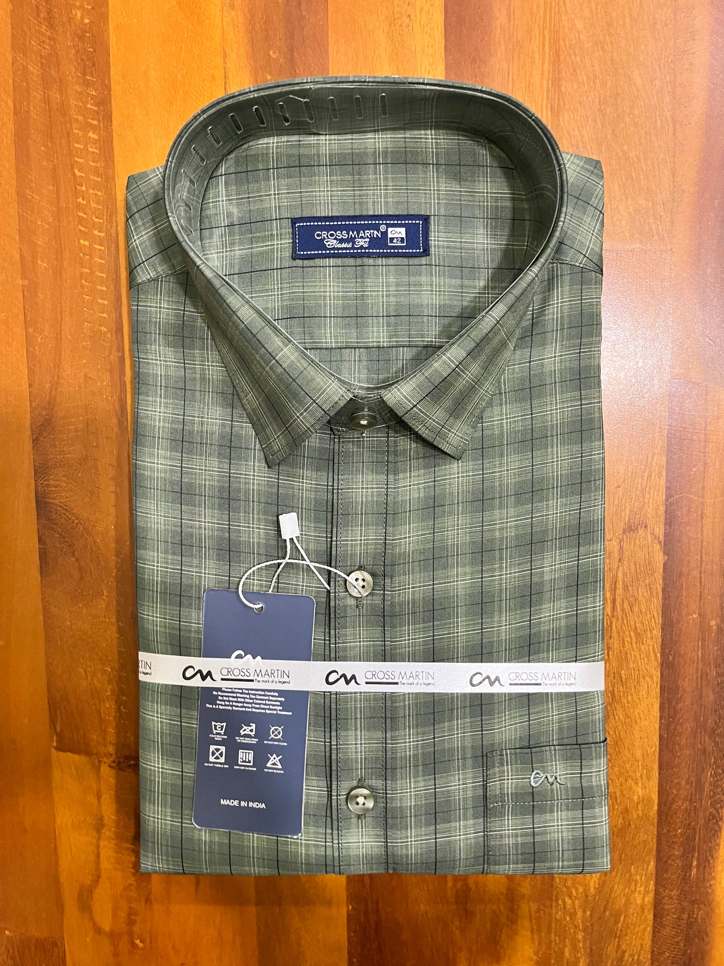 Pure Cotton Green Check Design Shirt (42 FS)