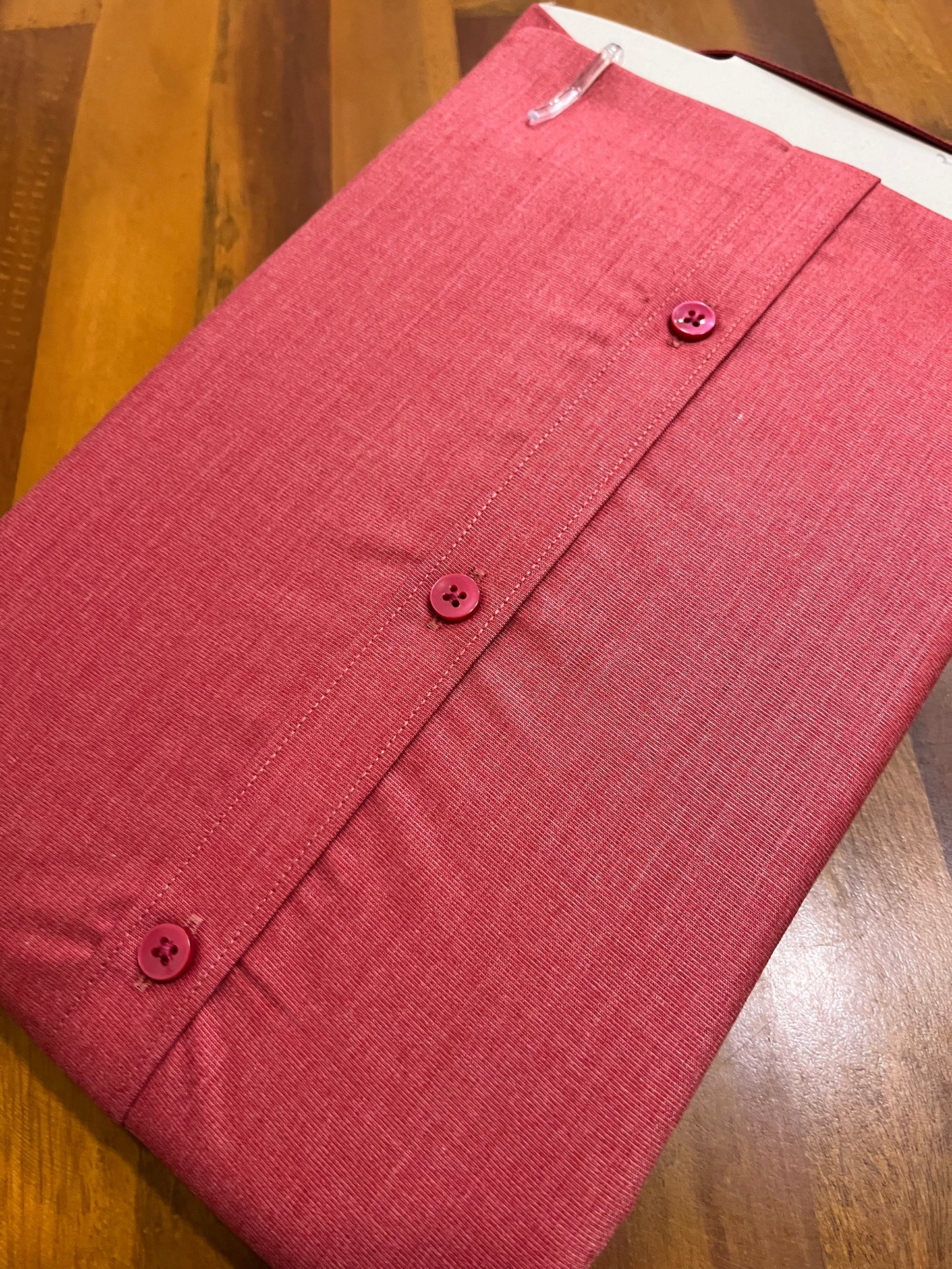 Pure Cotton Red Solid Shirt (42 FS)