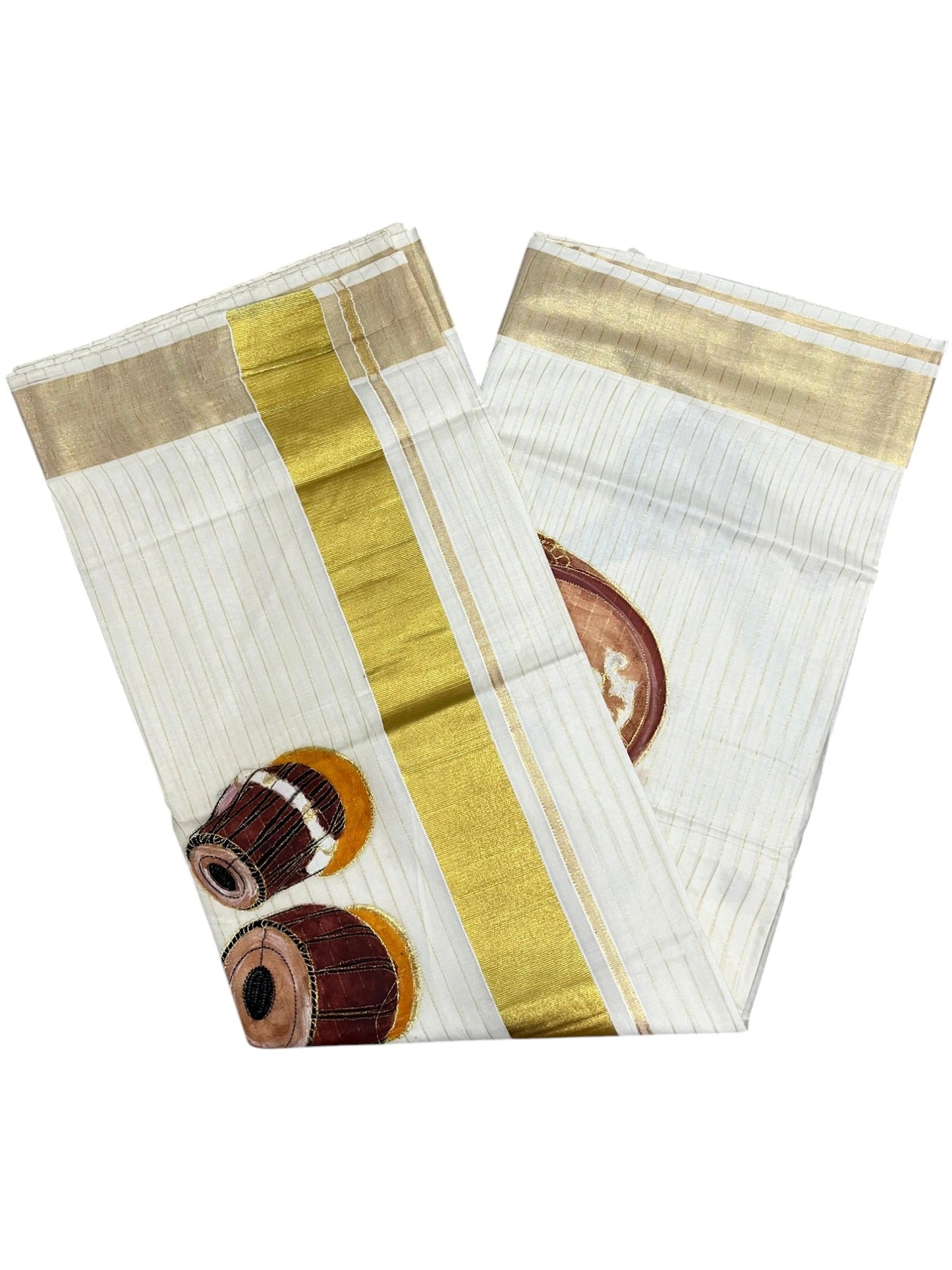 Southloom Kerala Cotton Veena Embroidery Saree