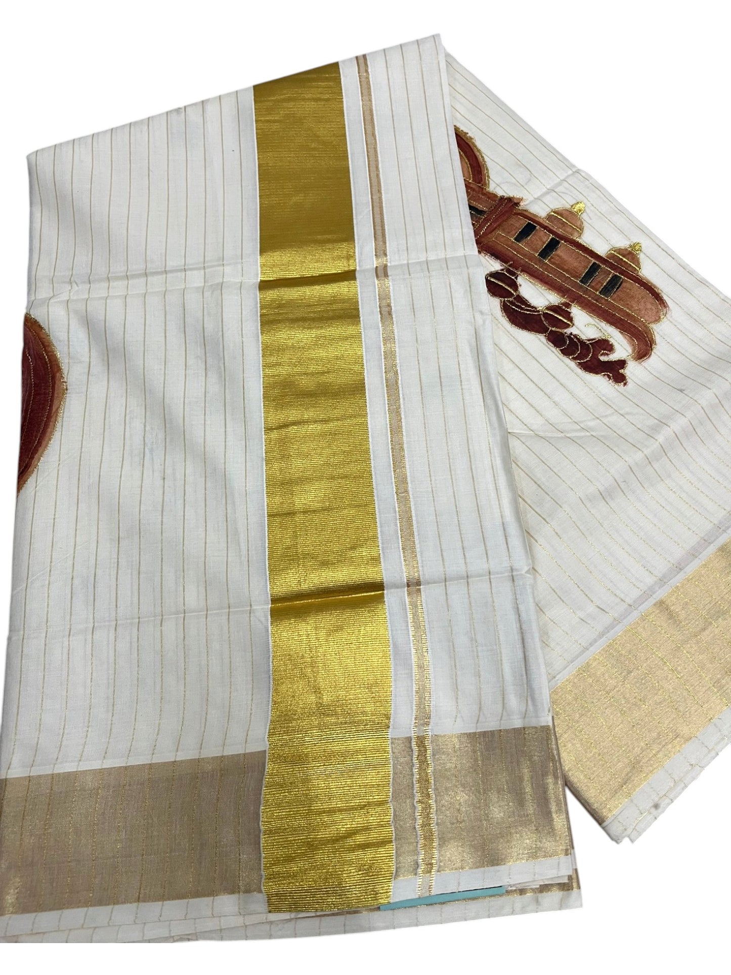 Southloom Kerala Cotton Veena Embroidery Saree
