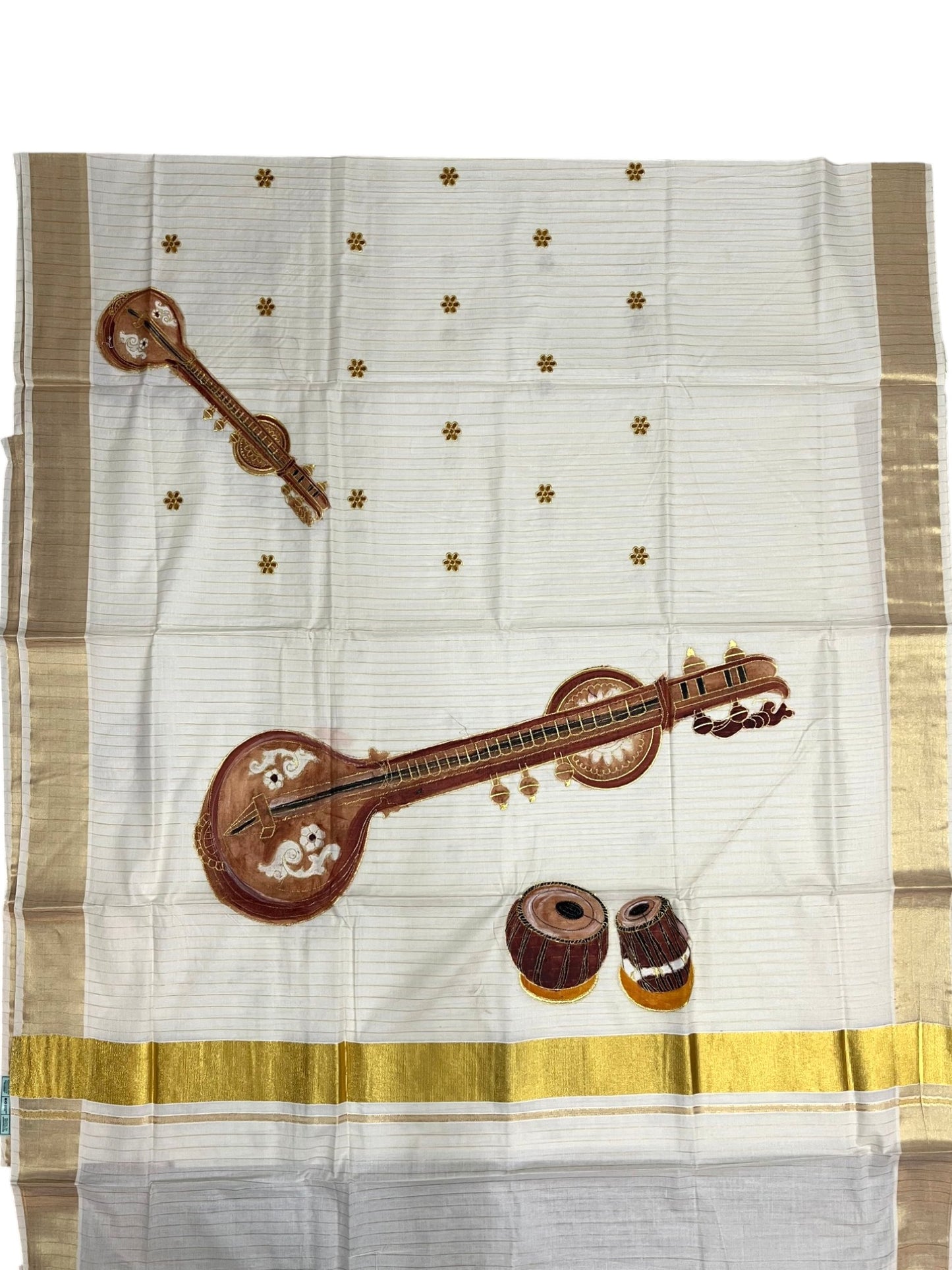 Southloom Kerala Cotton Veena Embroidery Saree
