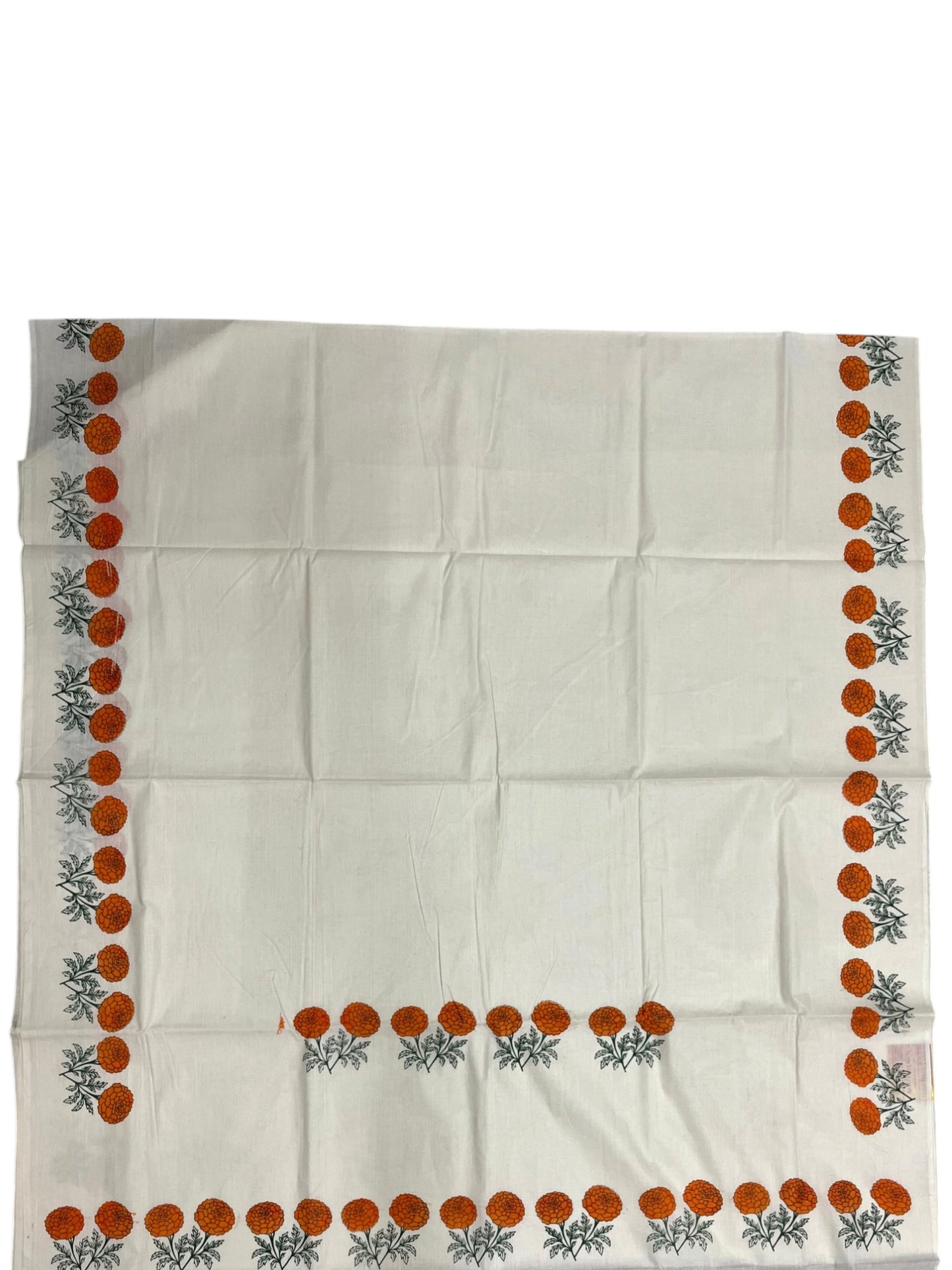 Southloom Kerala Cotton Plain Saree with Floral Printed Works on Border