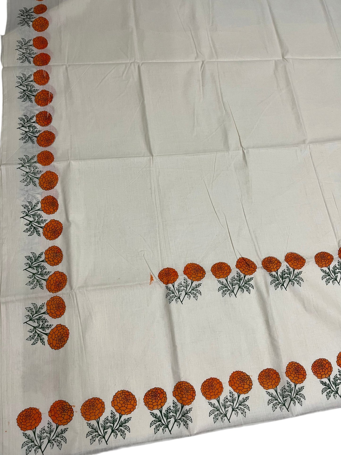 Southloom Kerala Cotton Plain Saree with Floral Printed Works on Border