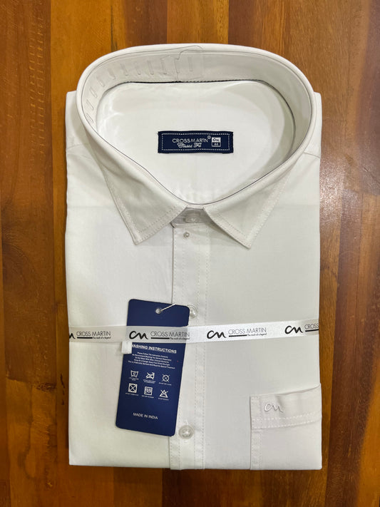 Pure Cotton Pure White Solid Shirt (44 FS)