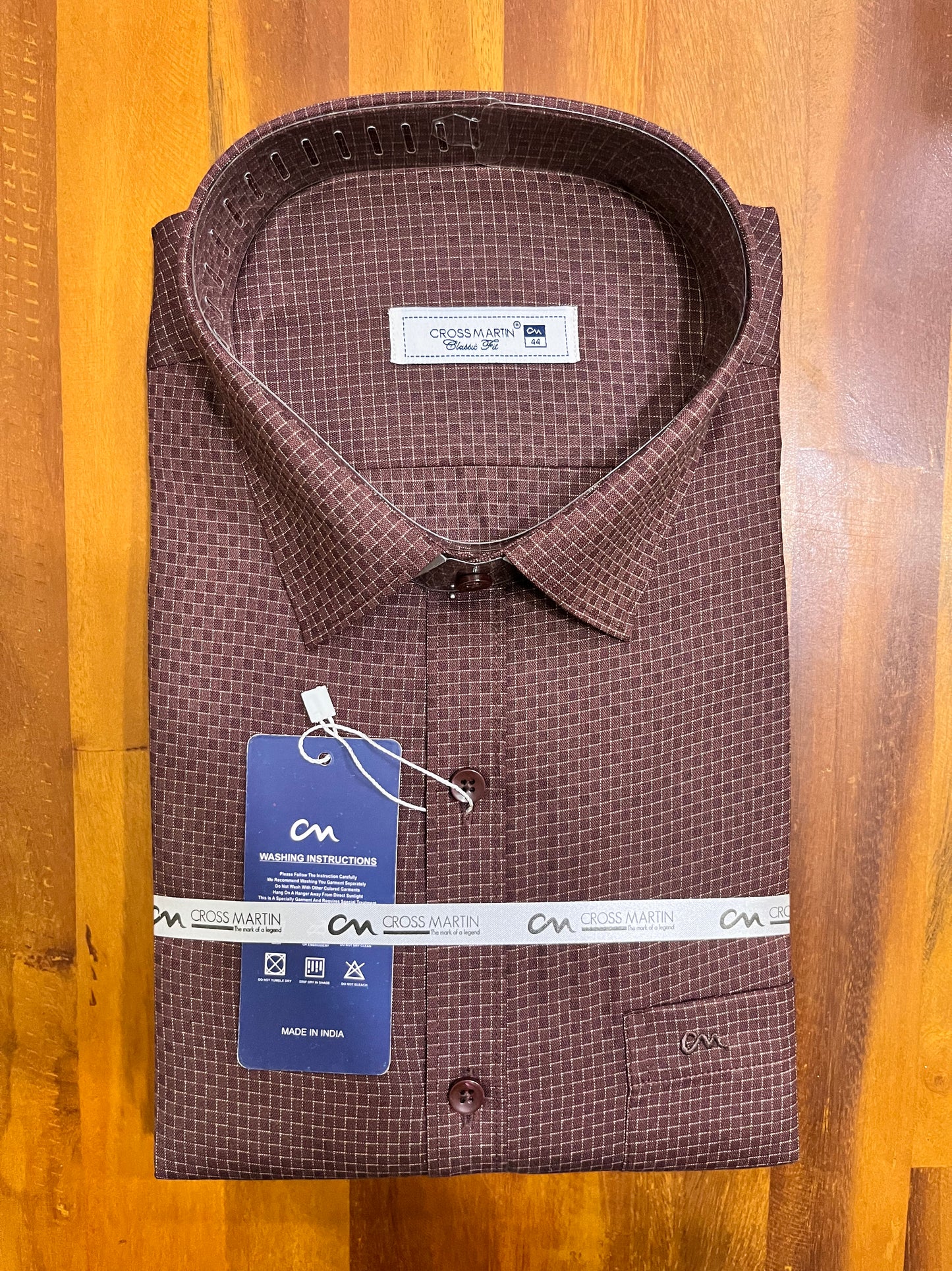 Pure Cotton Brown Check Design Shirt (44 FS)