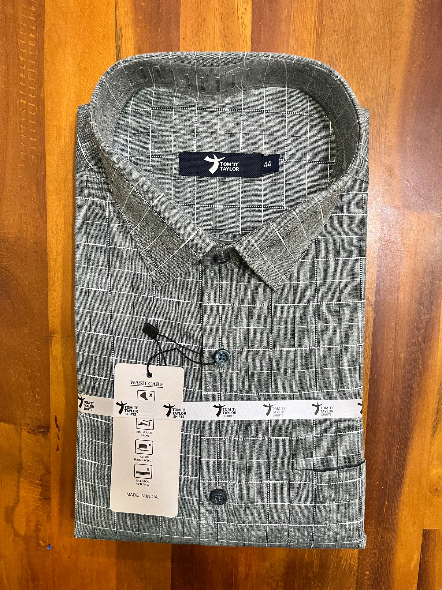 Pure Cotton Grey Check Design Shirt (44 FS)