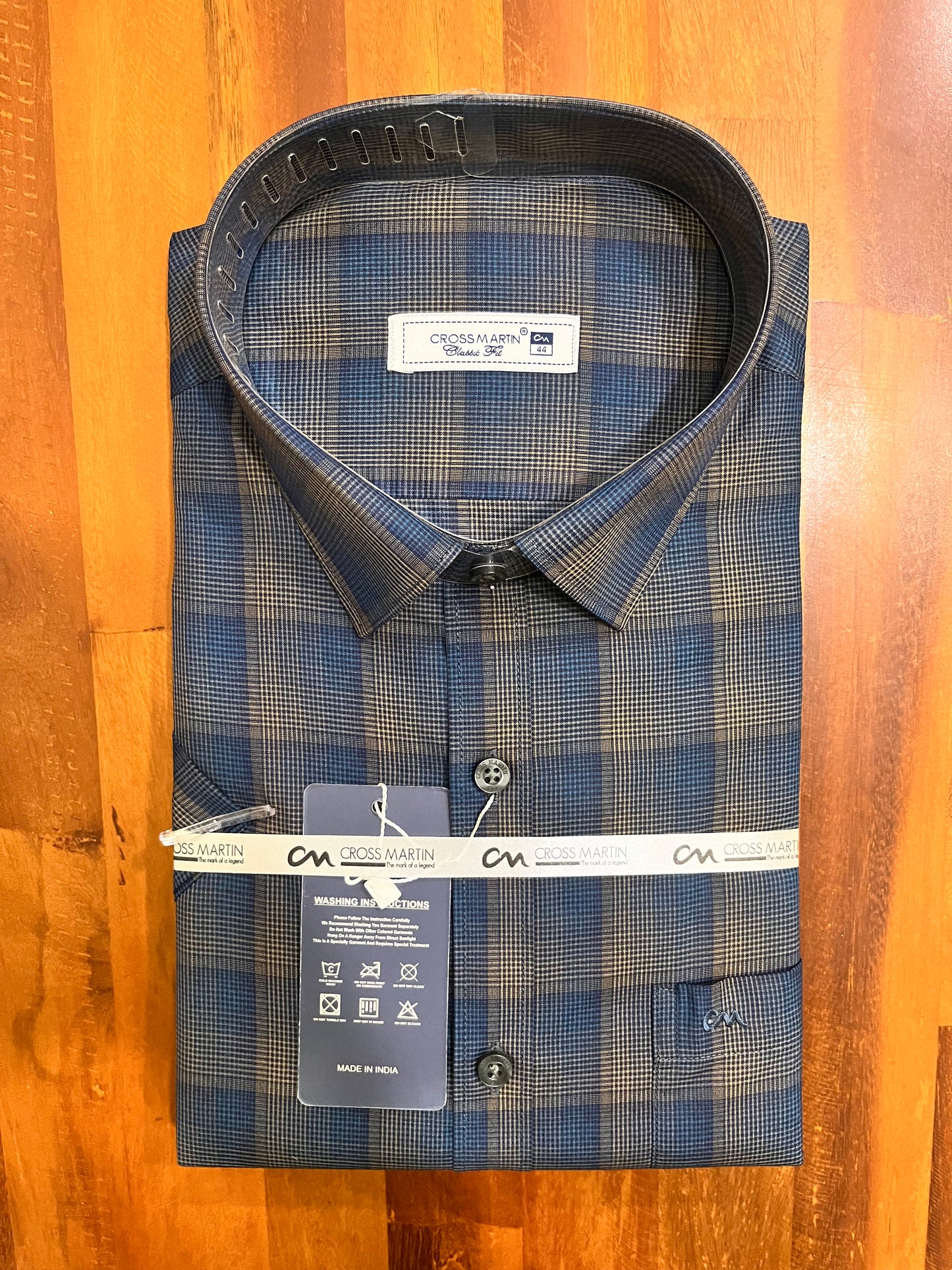 Pure Cotton Blue Check Printed Shirt (44 HS)