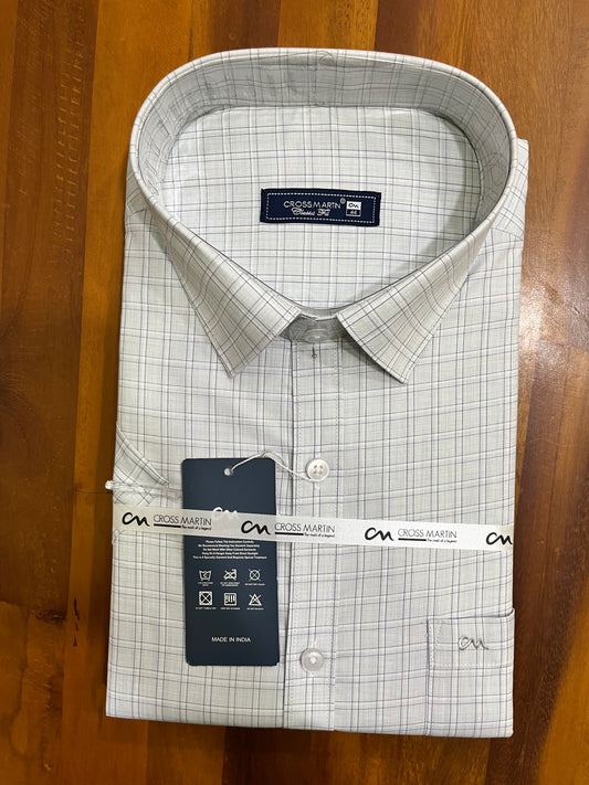 Pure Cotton White Check Design Shirt (44 HS)