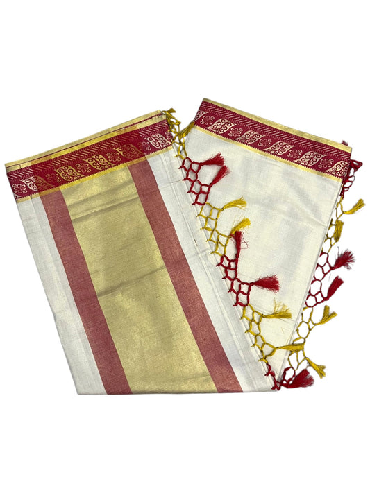 Southloom Kerala Tissue Kasavu Plain Saree with Red Border