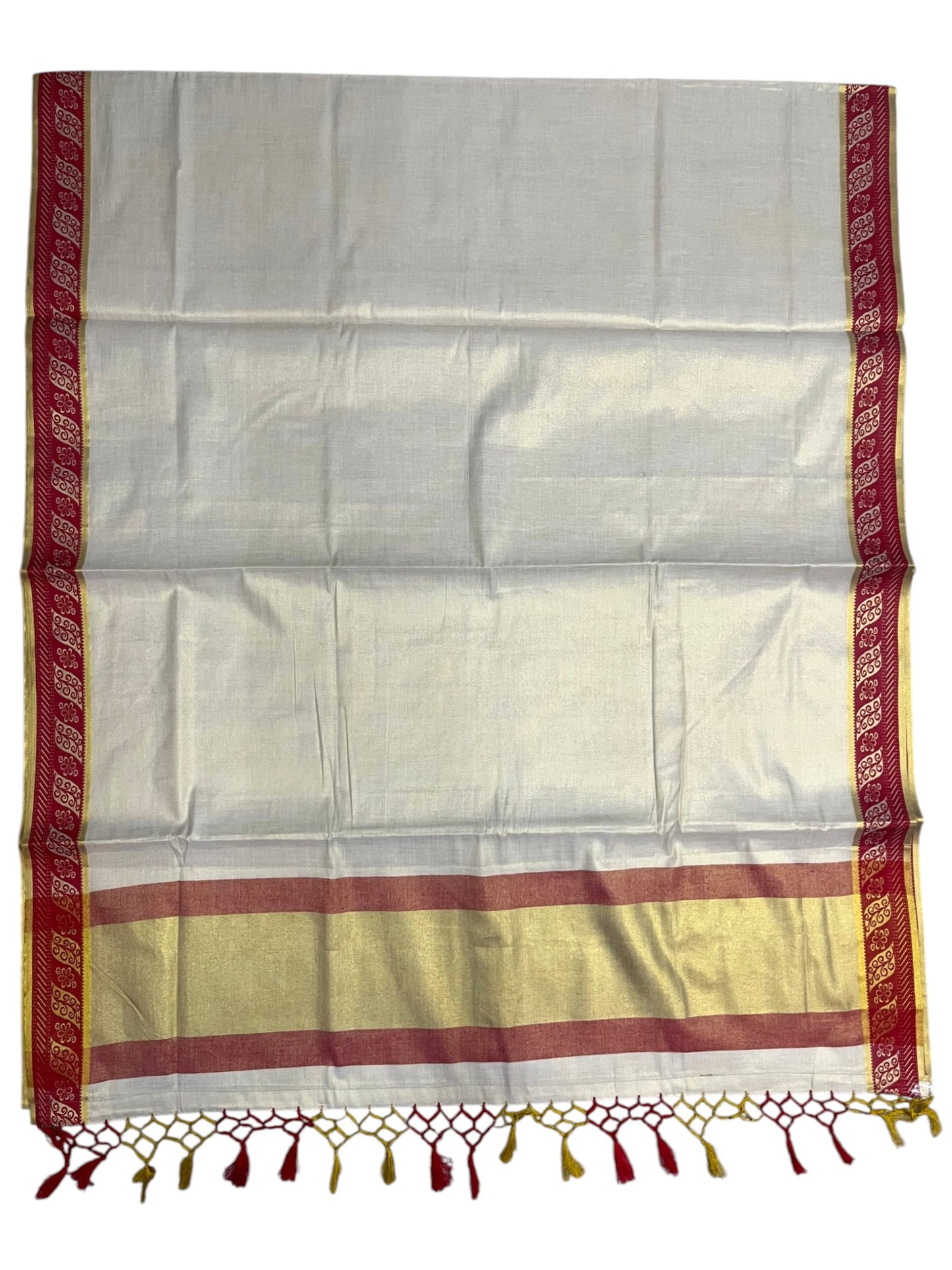 Southloom Kerala Tissue Kasavu Plain Saree with Red Border