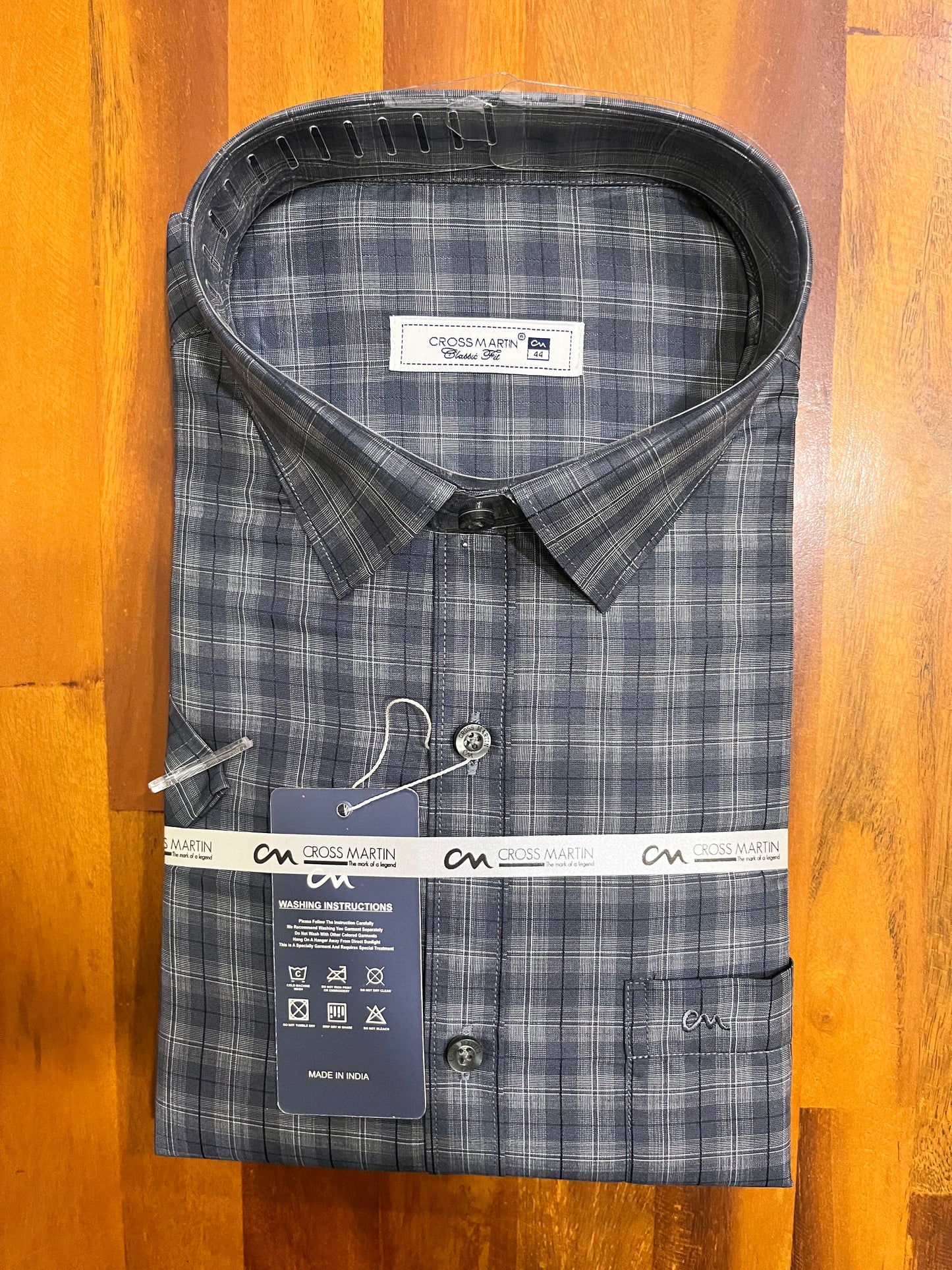 Pure Cotton Grey Check Design Shirt (44 HS)