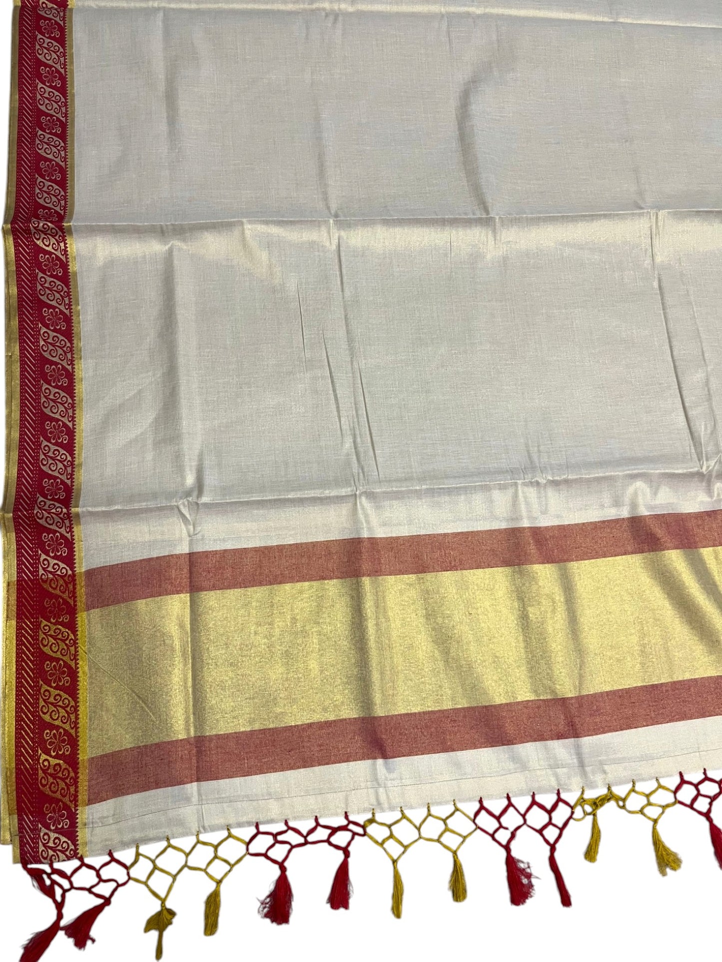 Southloom Kerala Tissue Kasavu Plain Saree with Red Border