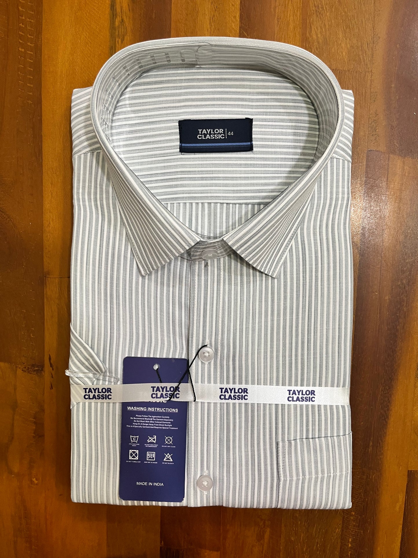 Pure Cotton White Lines Design Shirt (44 HS)