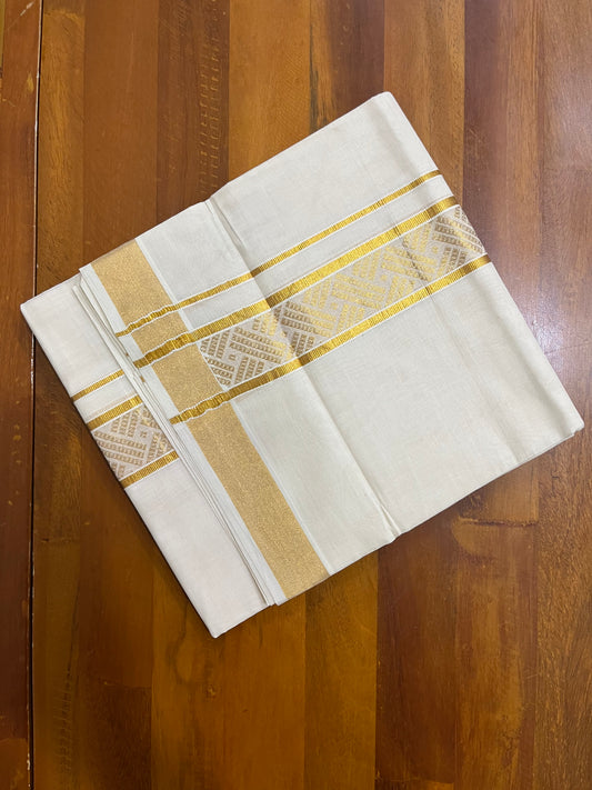 Southloom Kasavu Double Mundu with Woven Work Along the Kara