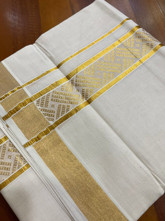 Southloom Kasavu Double Mundu with Woven Work Along the Kara