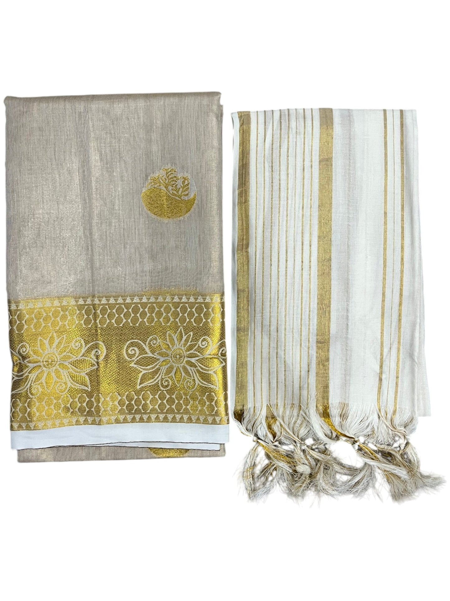 Southloom Kerala Tissue Churidar Salwar Material with Woven Work  (include Shawl / Dupatta) SL601