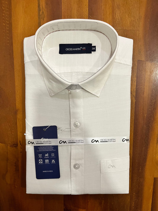 Pure Cotton Pure White Solid Shirt (38 HS)