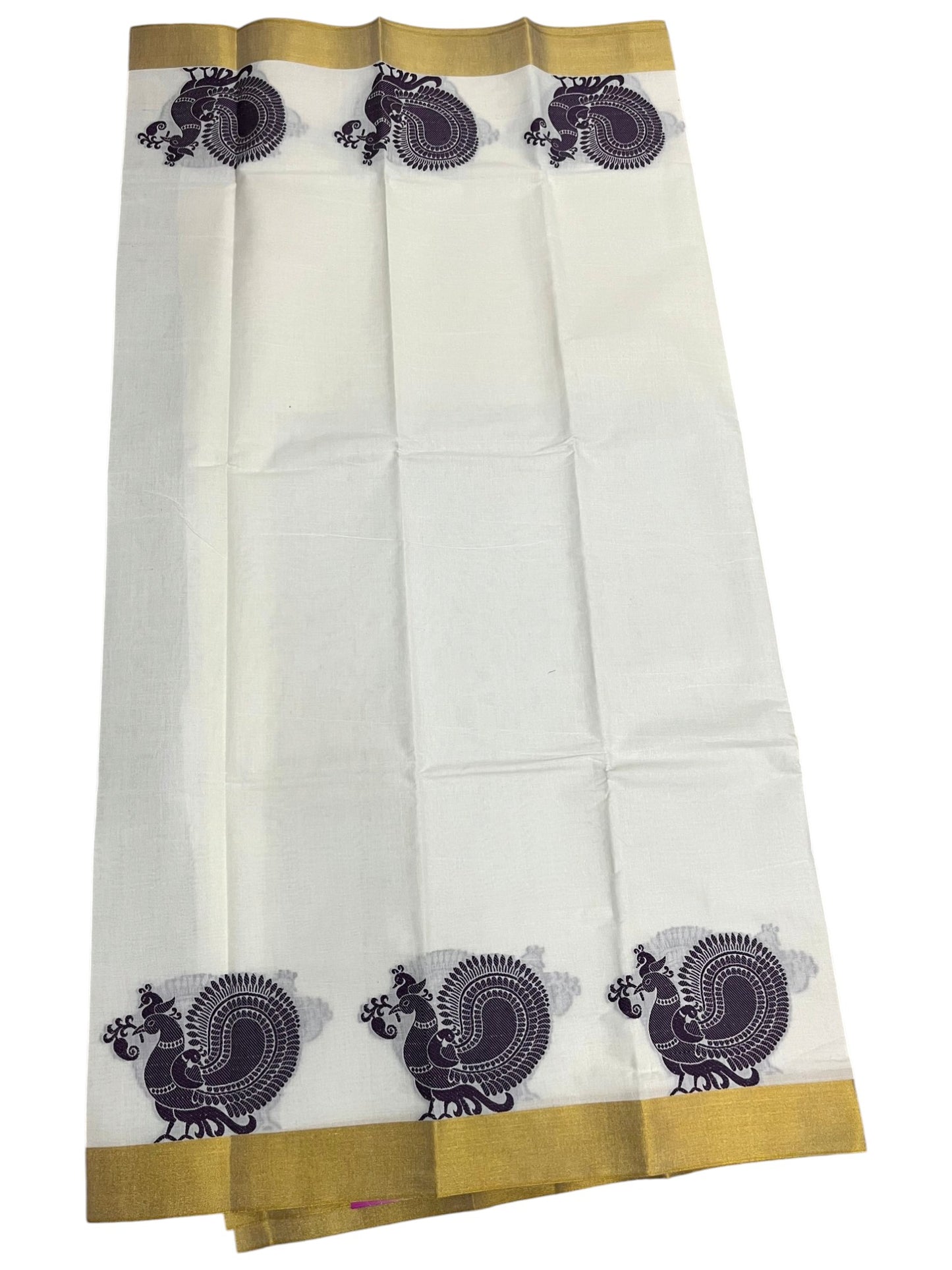 Southloom™ Cotton Churidar Salwar Suit Unstiched Material with Purple Peacock Design On Border  (include Lines Shawl / Dupatta) SL601