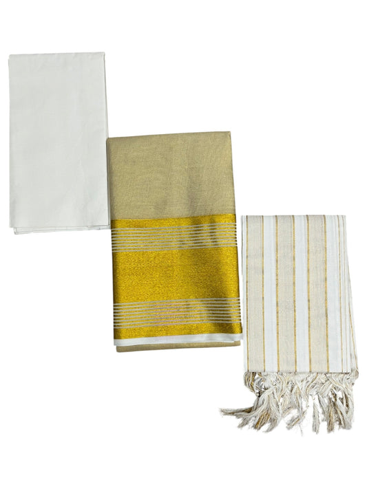 Southloon Tissue Churidar Salwar Suit Unstiched Material with Kasavu Lines in Border (include Lines Shawl / Dupatta) SL601