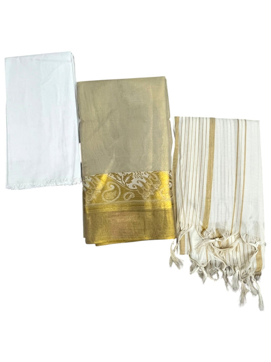 Southloon Tissue Churidar Salwar Suit Unstiched Material with Woven Design in Border (include Lines Shawl / Dupatta) SL601