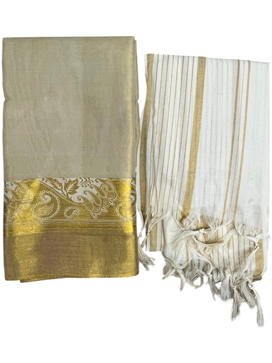 Southloon Tissue Churidar Salwar Suit Unstiched Material with Woven Design in Border (include Lines Shawl / Dupatta) SL601