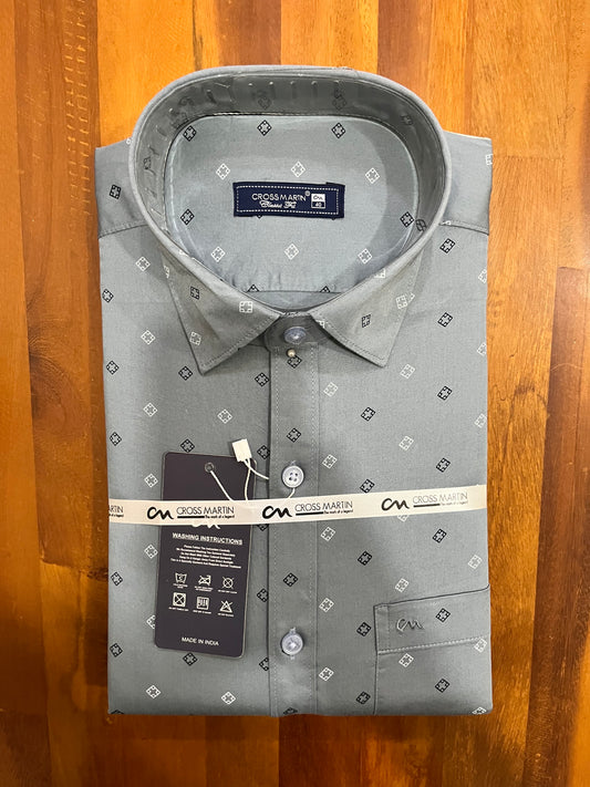 Pure Cotton Grey Printed Shirt (40 FS)