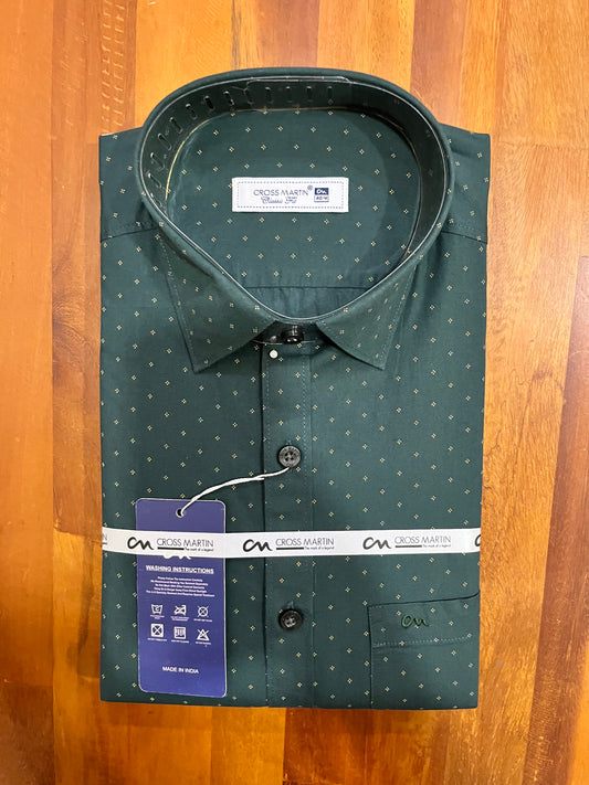 Pure Cotton Dark Green Printed Shirt (40 FS)