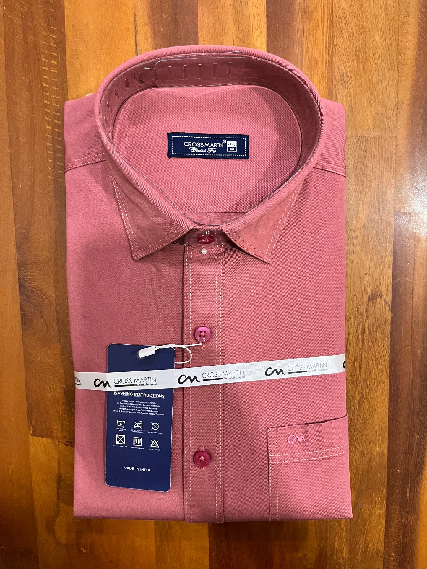 Pure Cotton Onion Pink Solid Shirt (40 FS)
