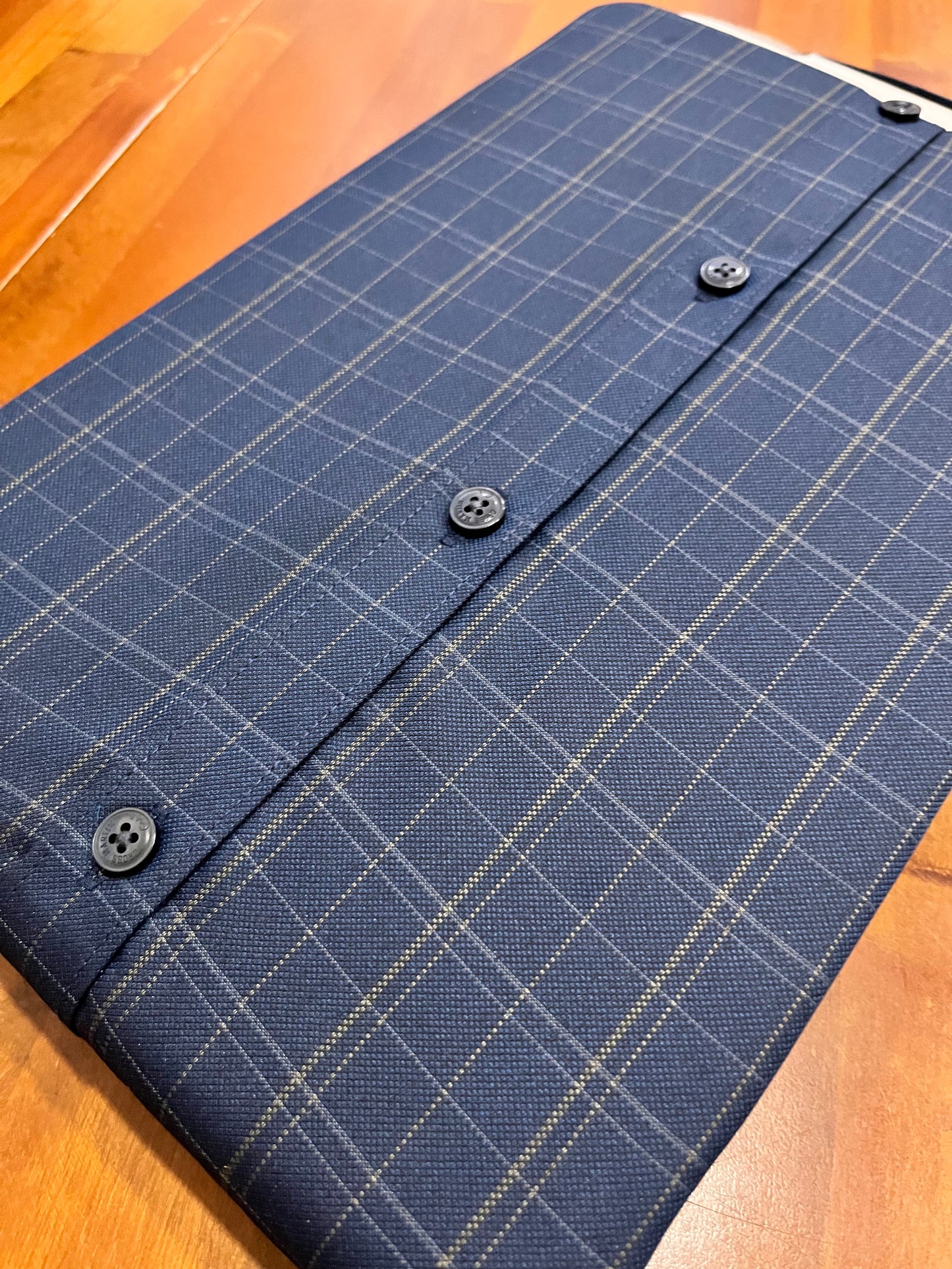 Pure Cotton Dark Blue Check Design Shirt (40 HS)