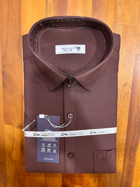 Pure Cotton Dark Brown Sewing Patterns Shirt (40 HS)