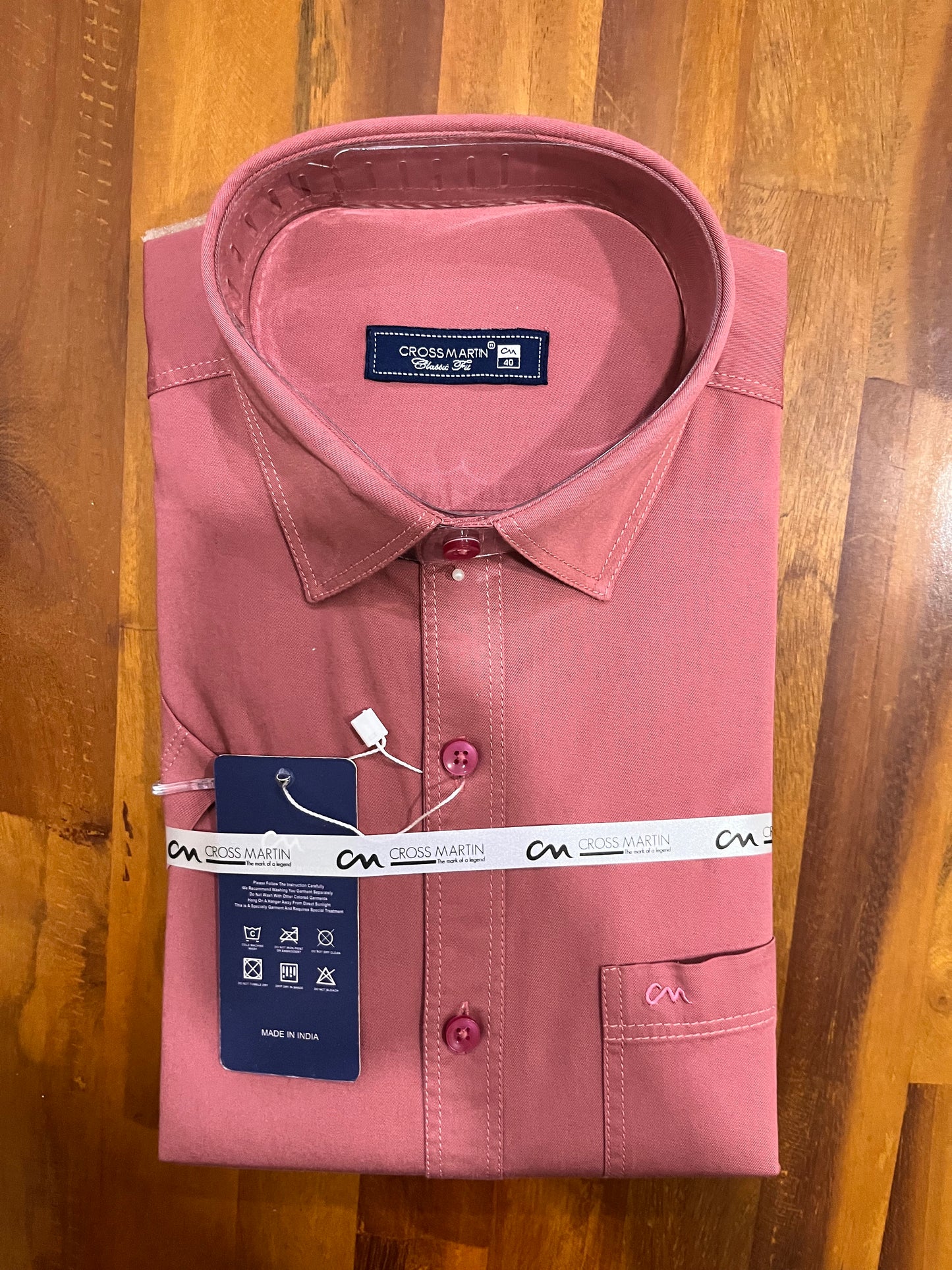 Pure Cotton Onion Pink Solid Shirt (40 HS)