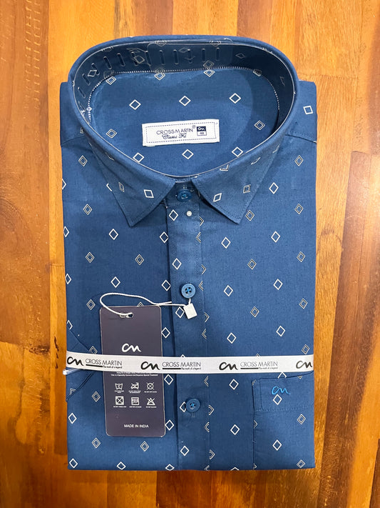 Pure Cotton Blue Printed Shirt (40 HS)
