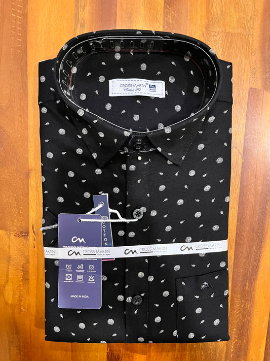 Pure Cotton Black Printed Shirt (40 HS)