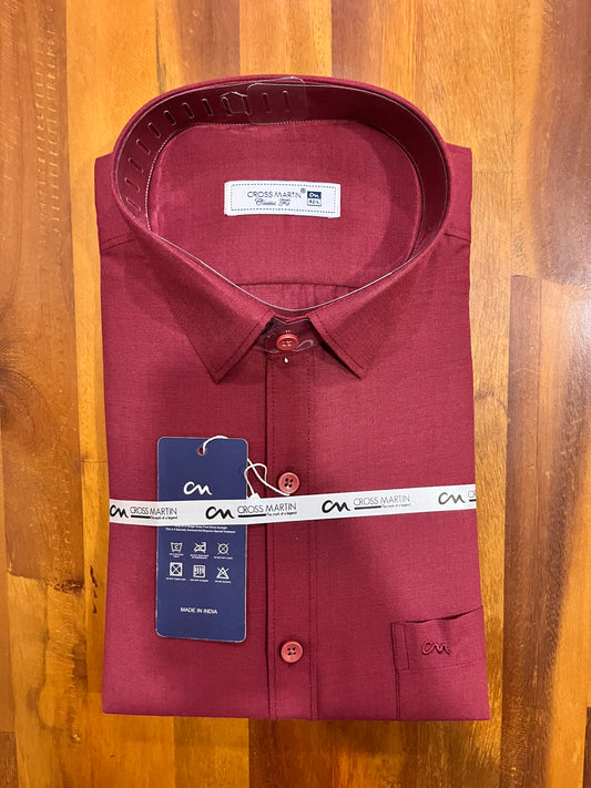 Pure Cotton Maroon Solid Shirt (42 FS)