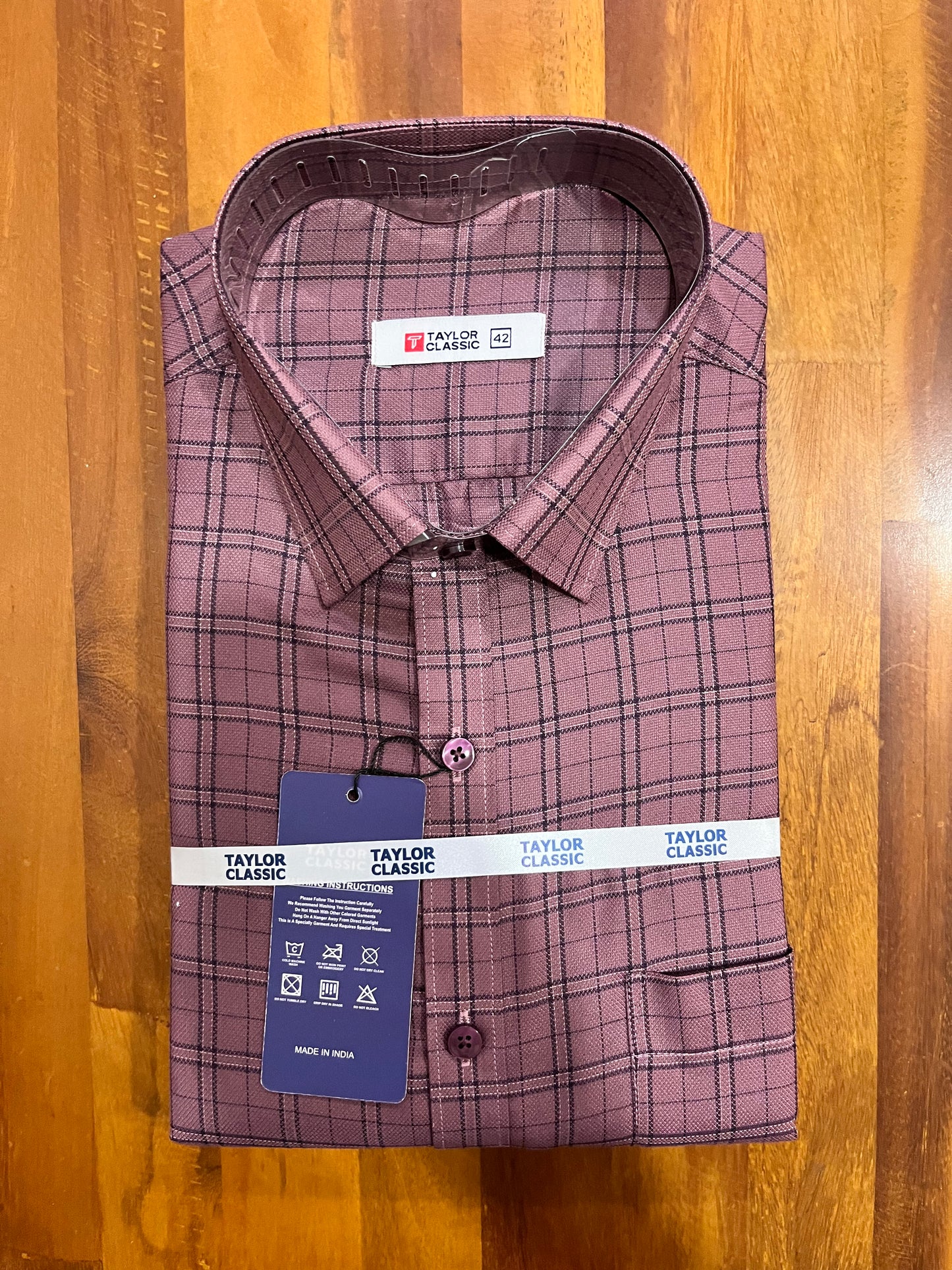 Pure Cotton Purple Check Design Shirt (42 FS)