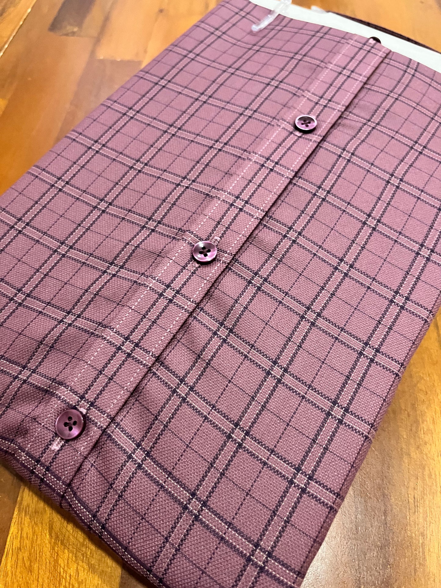 Pure Cotton Purple Check Design Shirt (42 FS)