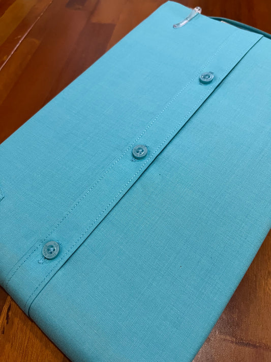 Pure Cotton Turquoise Solid Shirt (42 FS)