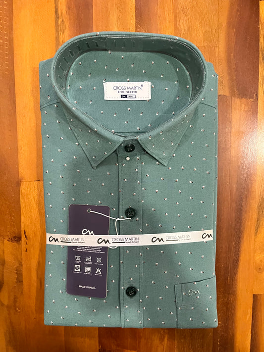 Pure Cotton Green Printed Shirt (42 FS)