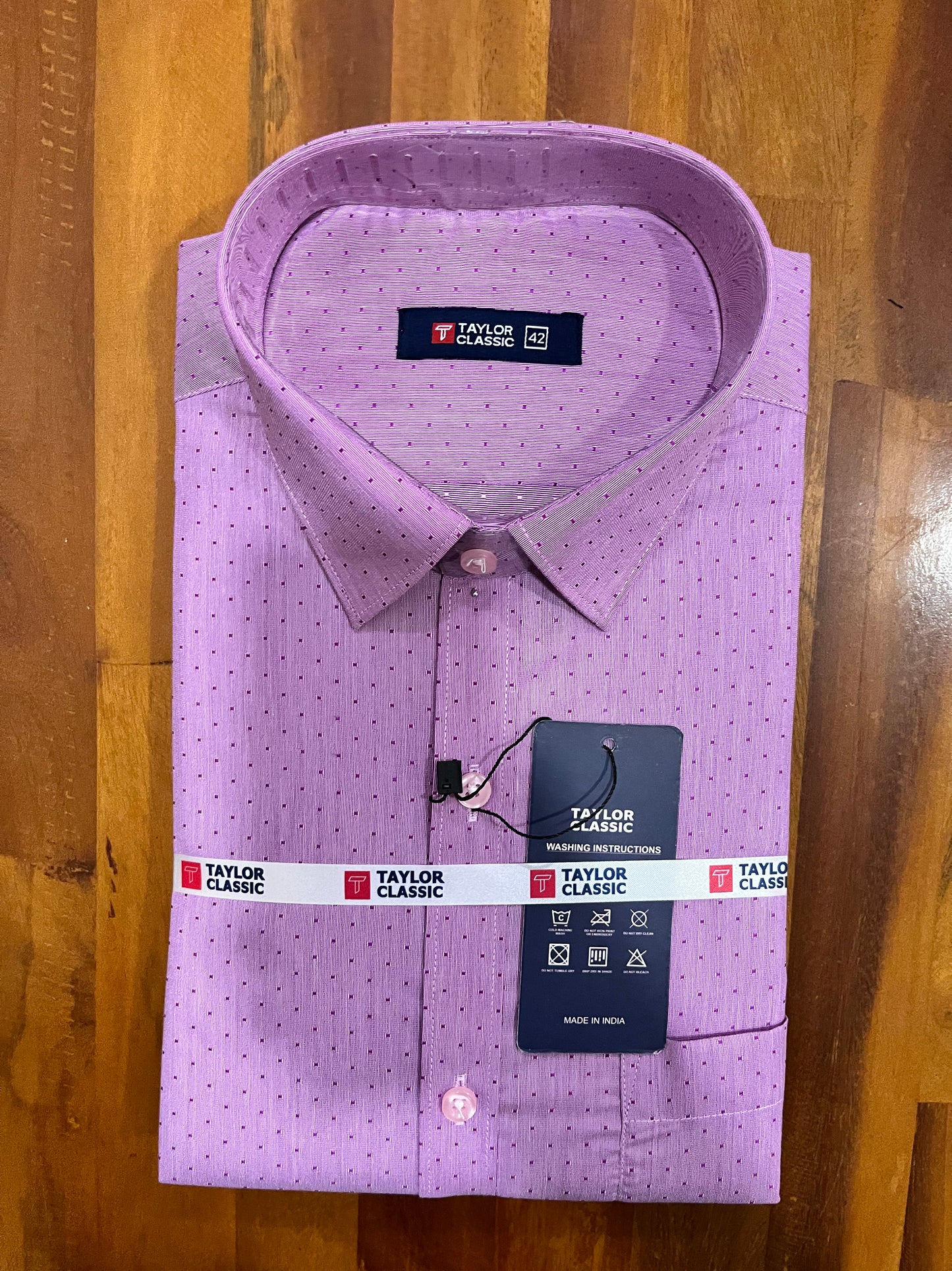 Pure Cotton Violet Dot Printed Shirt (42 FS)