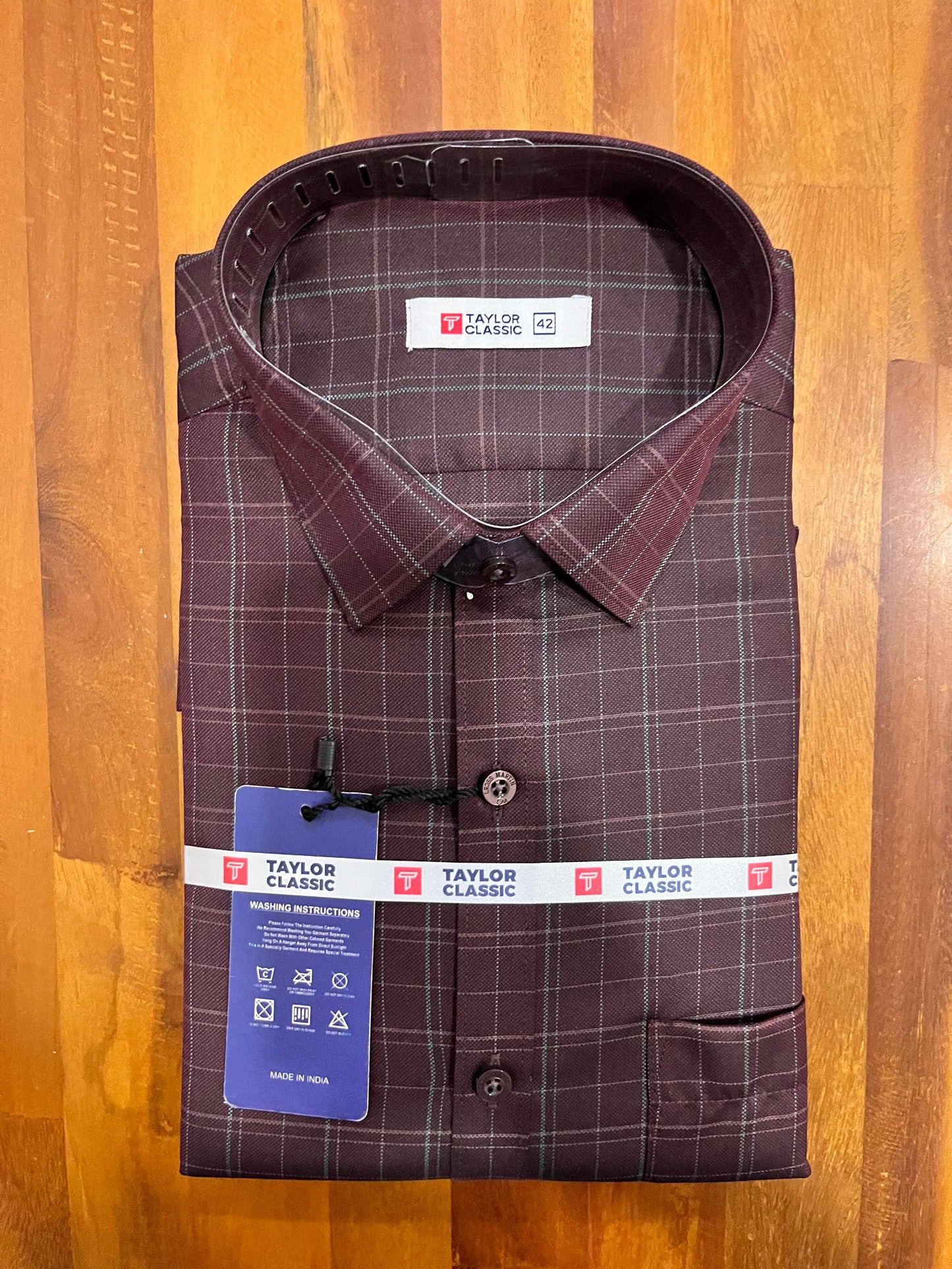 Pure Cotton Brown Check Design Shirt (42 FS)