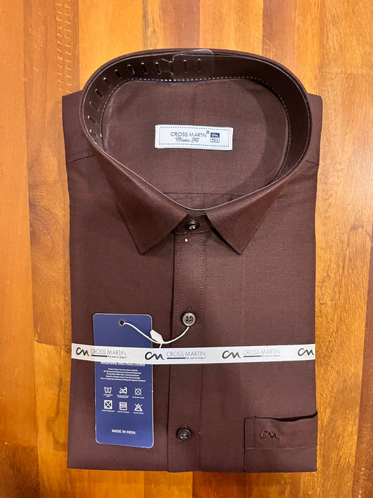 Pure Cotton Brown Solid Shirt (42 FS)