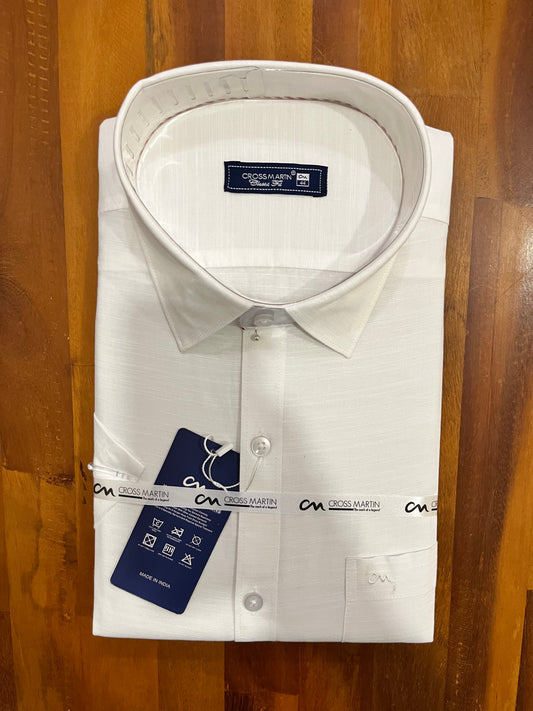 Pure Cotton Pure White Solid Shirt (44 HS)