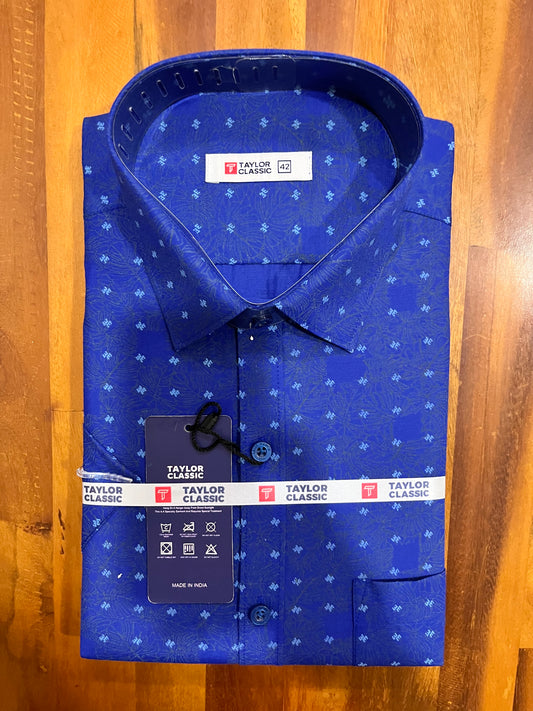 Pure Cotton Blue Printed Shirt (42 HS)