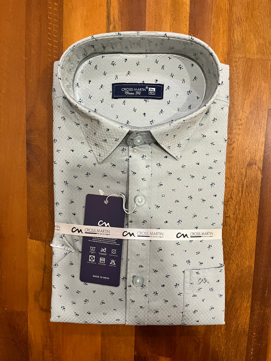 Pure Cotton Grey Printed Shirt (42 HS)