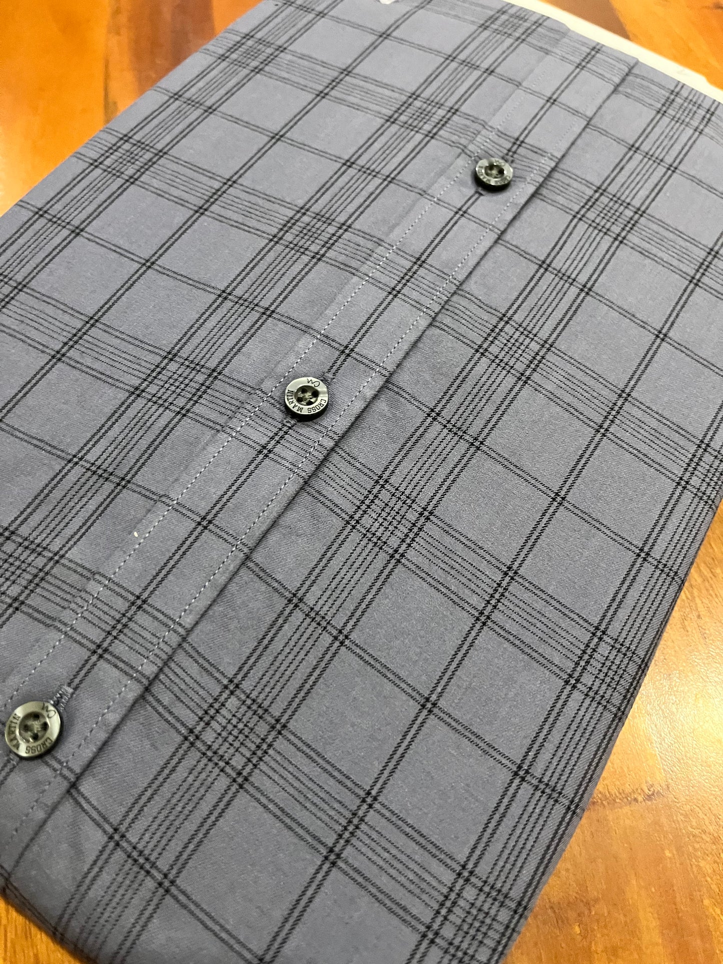 Pure Cotton Grey Check Design Shirt (42 HS)